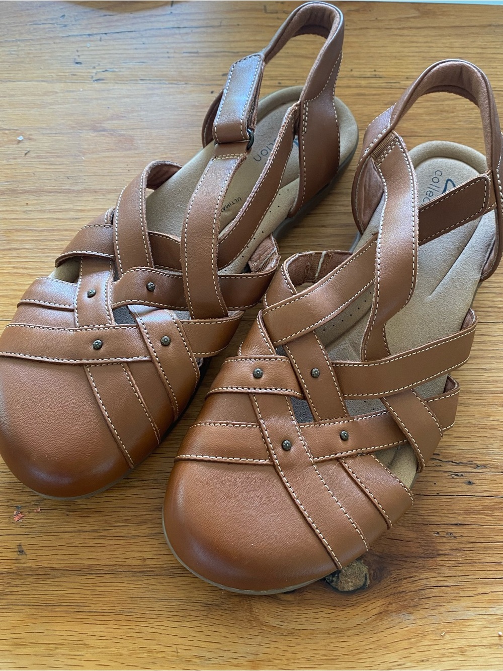 Clarks Tan Leather Fisherman Sandals 9.5 | NWOT Comfort Boho Euro Summer